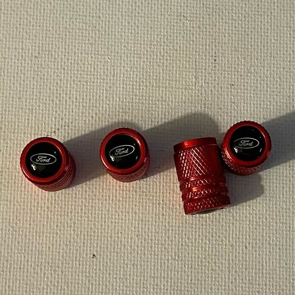 Ford logo valve Stem caps in Red set of 4 NWT - Picture 1 of 4